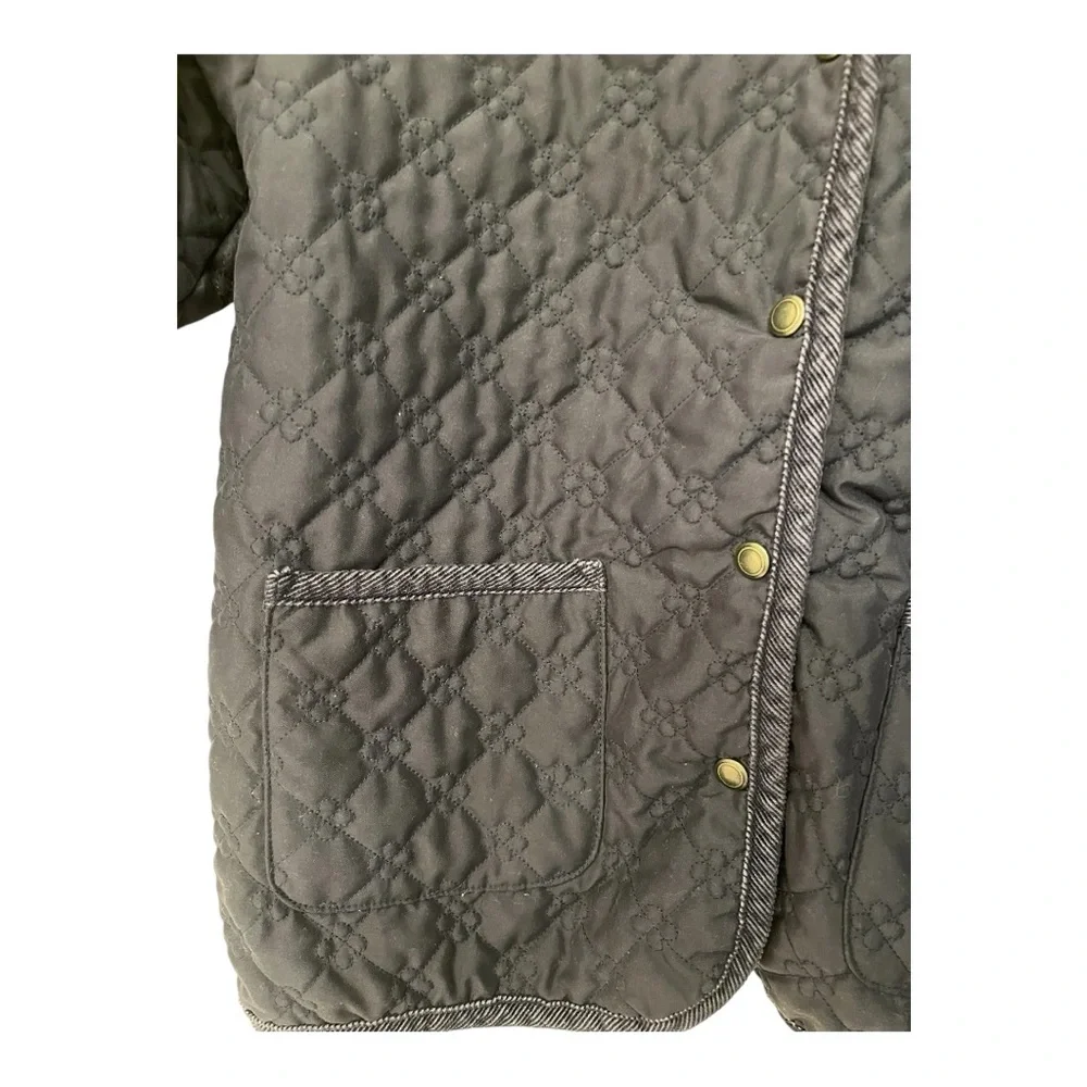 L.L. Bean Girls Quilted‎ Barn Jacket Navy Blue w/ Corduroy Trim M (10–12)